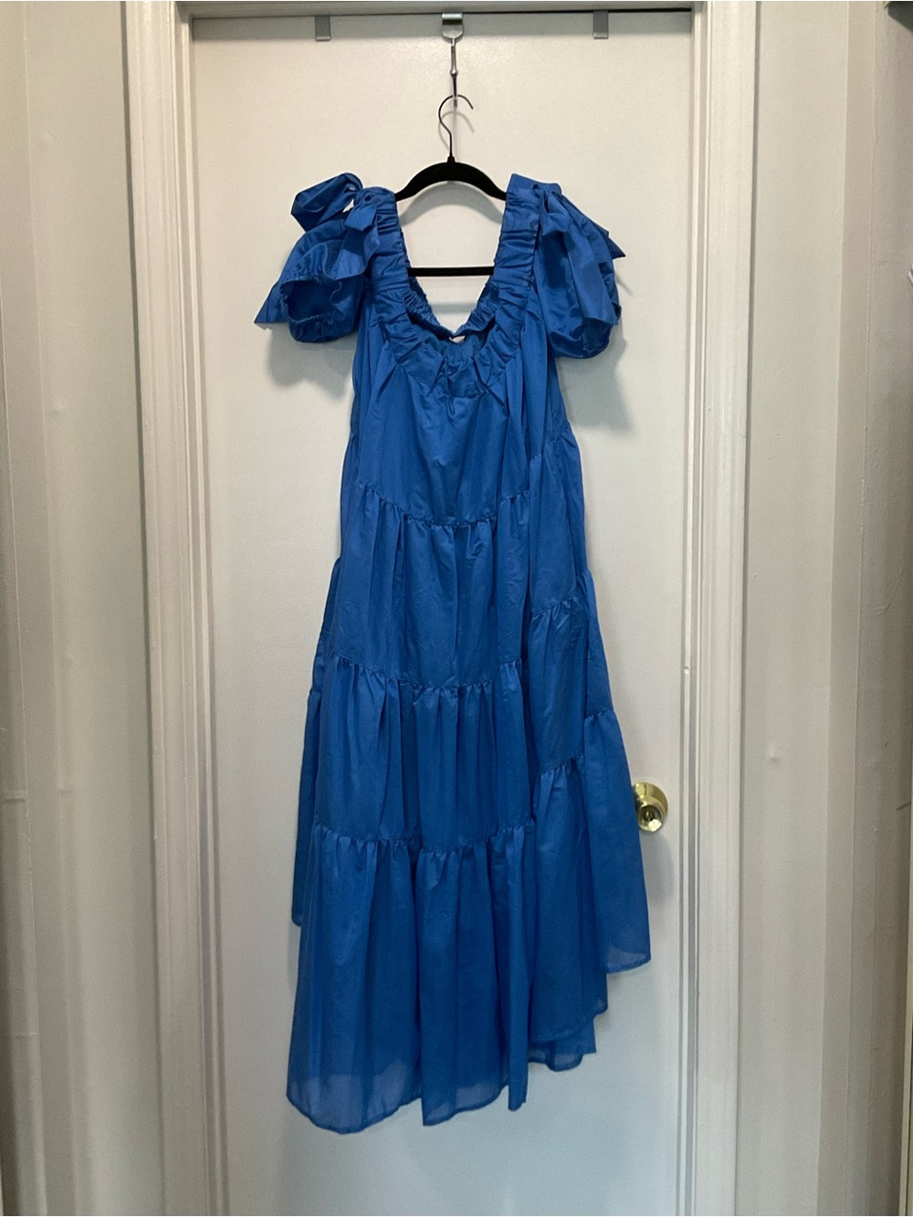 Anthropologie Royal Blue Tiered High-Low Puff Sleeve Dress